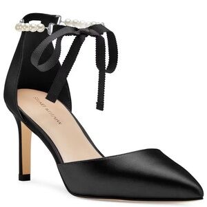 Stuart Weitzman Allpearls Bow 75 Pump, Black, 7.5
